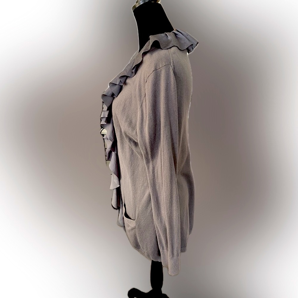 LOFT Ruffle Front Cardigan - Size Large - Picture 4 of 6